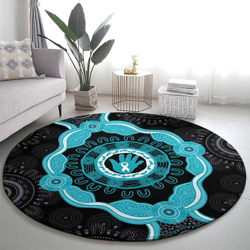 Australia Ovarian Cancer Awareness Round Carpet Brave Strong Teal Ribbon Aboriginal Art - Aussie Hoodie