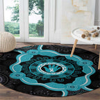 Australia Ovarian Cancer Awareness Round Carpet Brave Strong Teal Ribbon Aboriginal Art - Aussie Hoodie