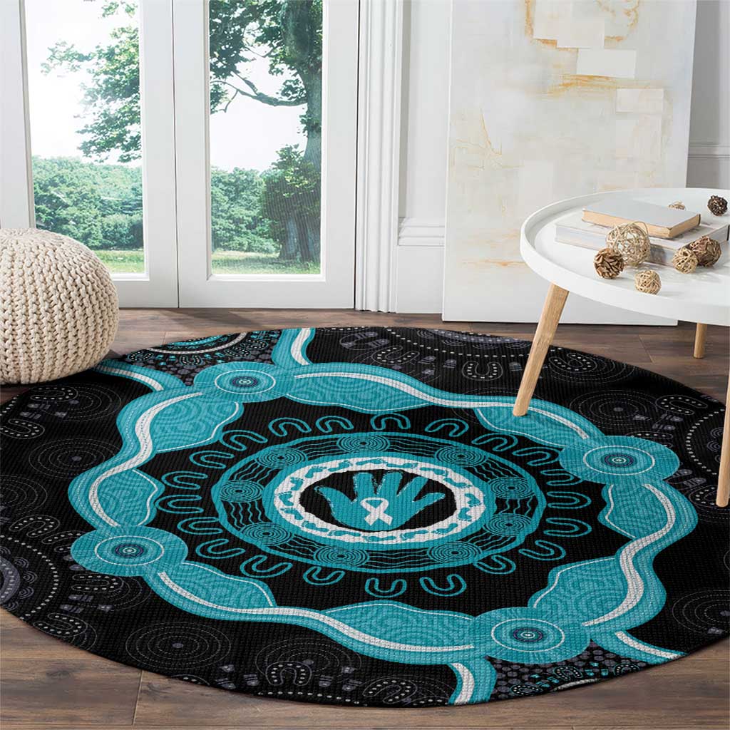 Australia Ovarian Cancer Awareness Round Carpet Brave Strong Teal Ribbon Aboriginal Art - Aussie Hoodie