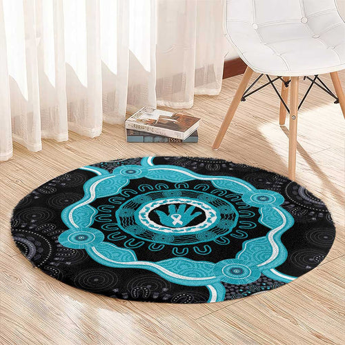 Australia Ovarian Cancer Awareness Round Carpet Brave Strong Teal Ribbon Aboriginal Art - Aussie Hoodie