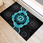 Australia Ovarian Cancer Awareness Rubber Doormat Brave Strong Teal Ribbon Aboriginal Art - Aussie Hoodie