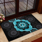 Australia Ovarian Cancer Awareness Rubber Doormat Brave Strong Teal Ribbon Aboriginal Art - Aussie Hoodie