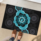 Australia Ovarian Cancer Awareness Rubber Doormat Brave Strong Teal Ribbon Aboriginal Art - Aussie Hoodie