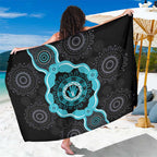Australia Ovarian Cancer Awareness Sarong Brave Strong Teal Ribbon Aboriginal Art - Aussie Hoodie
