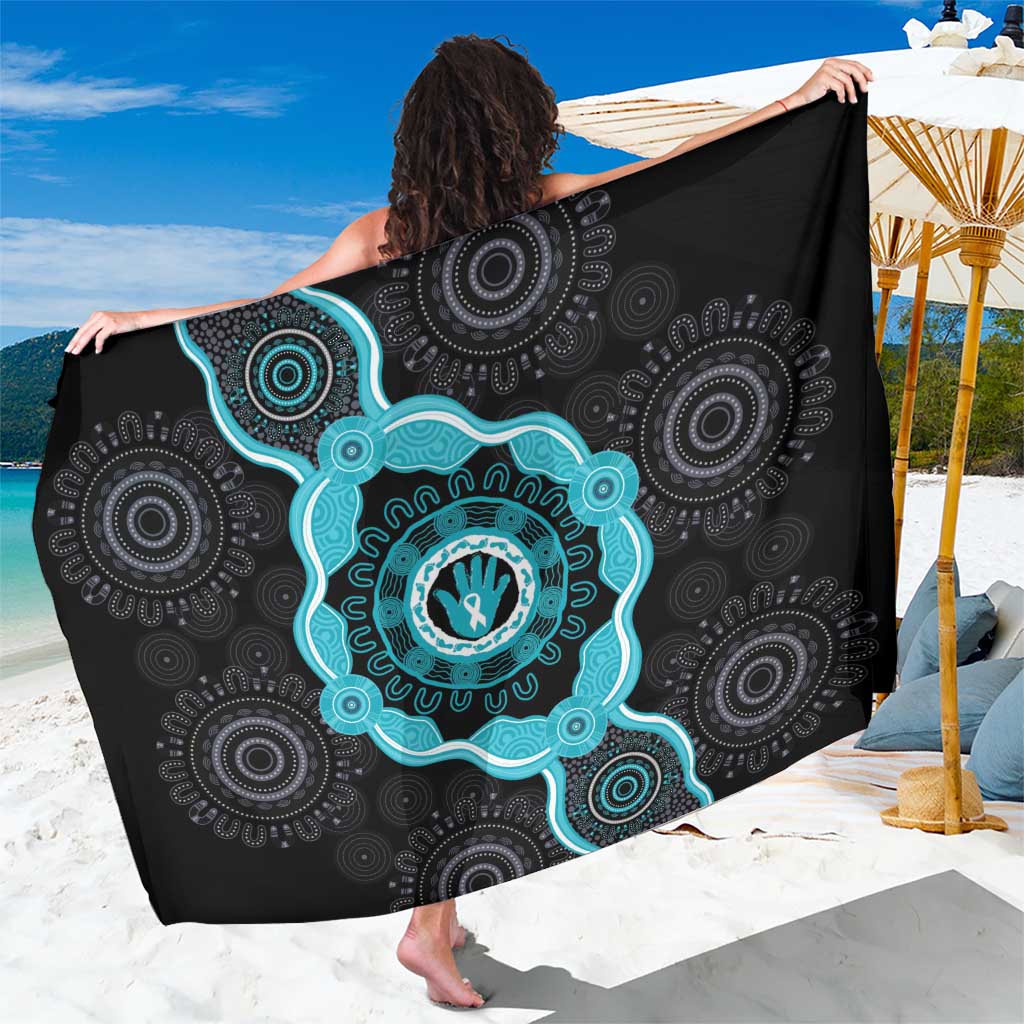 Australia Ovarian Cancer Awareness Sarong Brave Strong Teal Ribbon Aboriginal Art - Aussie Hoodie