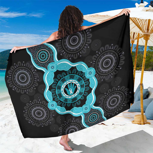 Australia Ovarian Cancer Awareness Sarong Brave Strong Teal Ribbon Aboriginal Art - Aussie Hoodie