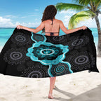 Australia Ovarian Cancer Awareness Sarong Brave Strong Teal Ribbon Aboriginal Art - Aussie Hoodie