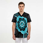 Australia Ovarian Cancer Awareness Scrub Top Brave Strong Teal Ribbon Aboriginal Art - Aussie Hoodie