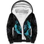 Australia Ovarian Cancer Awareness Sherpa Hoodie Brave Strong Teal Ribbon Aboriginal Art - Aussie Hoodie
