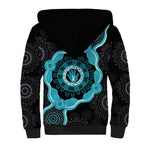 Australia Ovarian Cancer Awareness Sherpa Hoodie Brave Strong Teal Ribbon Aboriginal Art - Aussie Hoodie