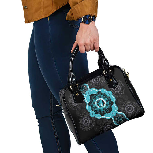 Australia Ovarian Cancer Awareness Shoulder Handbag Brave Strong Teal Ribbon Aboriginal Art - Aussie Hoodie