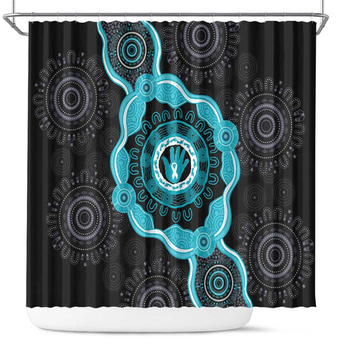 Australia Ovarian Cancer Awareness Shower Curtain Brave Strong Teal Ribbon Aboriginal Art - Aussie Hoodie