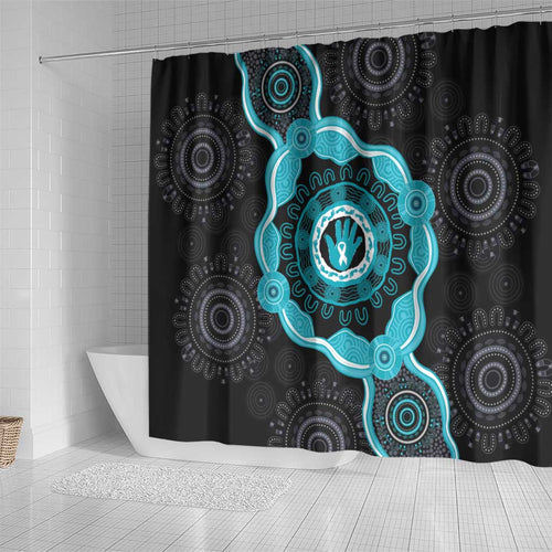Australia Ovarian Cancer Awareness Shower Curtain Brave Strong Teal Ribbon Aboriginal Art - Aussie Hoodie