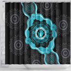 Australia Ovarian Cancer Awareness Shower Curtain Brave Strong Teal Ribbon Aboriginal Art - Aussie Hoodie