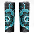 Australia Ovarian Cancer Awareness Skinny Tumbler Brave Strong Teal Ribbon Aboriginal Art - Aussie Hoodie