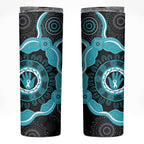 Australia Ovarian Cancer Awareness Skinny Tumbler Brave Strong Teal Ribbon Aboriginal Art - Aussie Hoodie