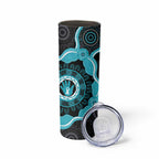 Australia Ovarian Cancer Awareness Skinny Tumbler Brave Strong Teal Ribbon Aboriginal Art - Aussie Hoodie