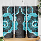 Australia Ovarian Cancer Awareness Skinny Tumbler Brave Strong Teal Ribbon Aboriginal Art - Aussie Hoodie