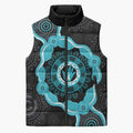 Australia Ovarian Cancer Awareness Sleeveless Puffer Jacket Brave Strong Teal Ribbon Aboriginal Art - Aussie Hoodie