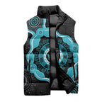 Australia Ovarian Cancer Awareness Sleeveless Puffer Jacket Brave Strong Teal Ribbon Aboriginal Art - Aussie Hoodie
