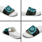 Australia Ovarian Cancer Awareness Slide Sandals Brave Strong Teal Ribbon Aboriginal Art - Aussie Hoodie