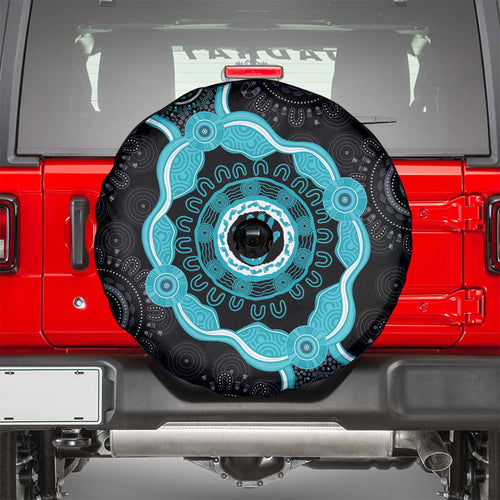 Australia Ovarian Cancer Awareness Spare Tire Cover Brave Strong Teal Ribbon Aboriginal Art - Aussie Hoodie