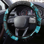 Australia Ovarian Cancer Awareness Steering Wheel Cover Brave Strong Teal Ribbon Aboriginal Art - Aussie Hoodie
