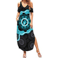 Australia Ovarian Cancer Awareness Summer Maxi Dress Brave Strong Teal Ribbon Aboriginal Art - Aussie Hoodie