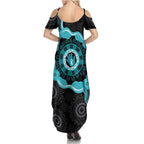 Australia Ovarian Cancer Awareness Summer Maxi Dress Brave Strong Teal Ribbon Aboriginal Art - Aussie Hoodie