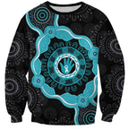 Australia Ovarian Cancer Awareness Sweatshirt Brave Strong Teal Ribbon Aboriginal Art - Aussie Hoodie
