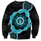 Australia Ovarian Cancer Awareness Sweatshirt Brave Strong Teal Ribbon Aboriginal Art - Aussie Hoodie