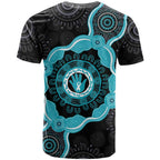 Australia Ovarian Cancer Awareness T Shirt Brave Strong Teal Ribbon Aboriginal Art - Aussie Hoodie