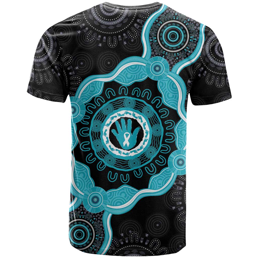 Australia Ovarian Cancer Awareness T Shirt Brave Strong Teal Ribbon Aboriginal Art - Aussie Hoodie