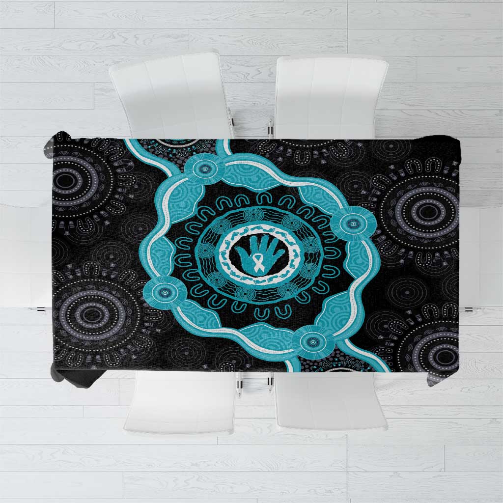 Australia Ovarian Cancer Awareness Tablecloth Brave Strong Teal Ribbon Aboriginal Art - Aussie Hoodie