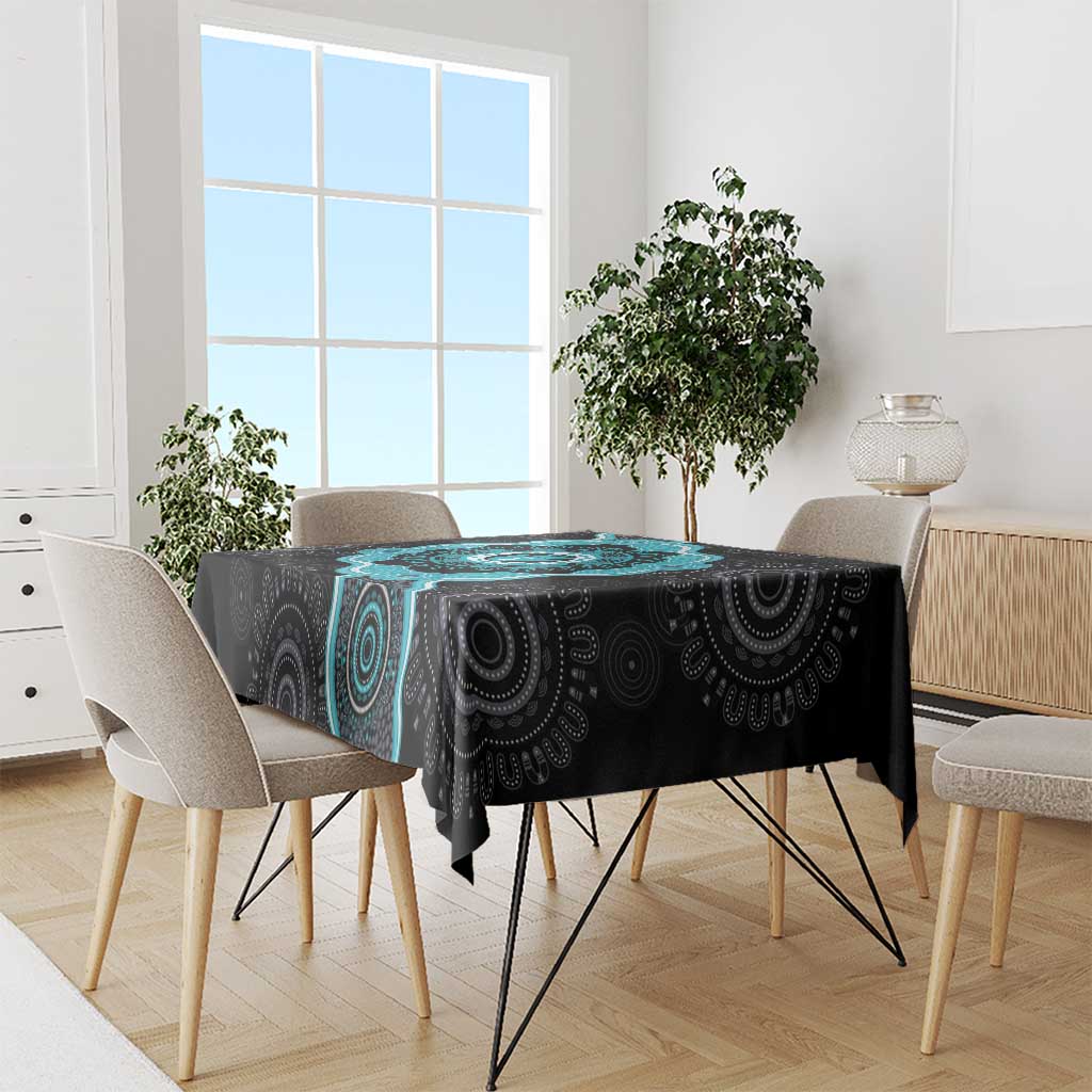 Australia Ovarian Cancer Awareness Tablecloth Brave Strong Teal Ribbon Aboriginal Art - Aussie Hoodie