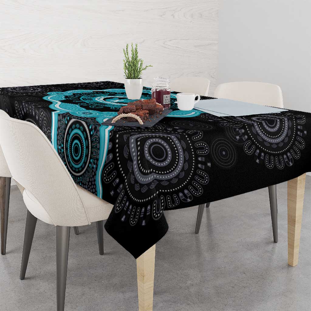 Australia Ovarian Cancer Awareness Tablecloth Brave Strong Teal Ribbon Aboriginal Art - Aussie Hoodie