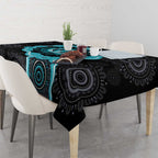 Australia Ovarian Cancer Awareness Tablecloth Brave Strong Teal Ribbon Aboriginal Art - Aussie Hoodie