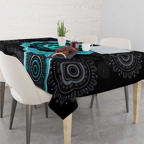 Australia Ovarian Cancer Awareness Tablecloth Brave Strong Teal Ribbon Aboriginal Art - Aussie Hoodie