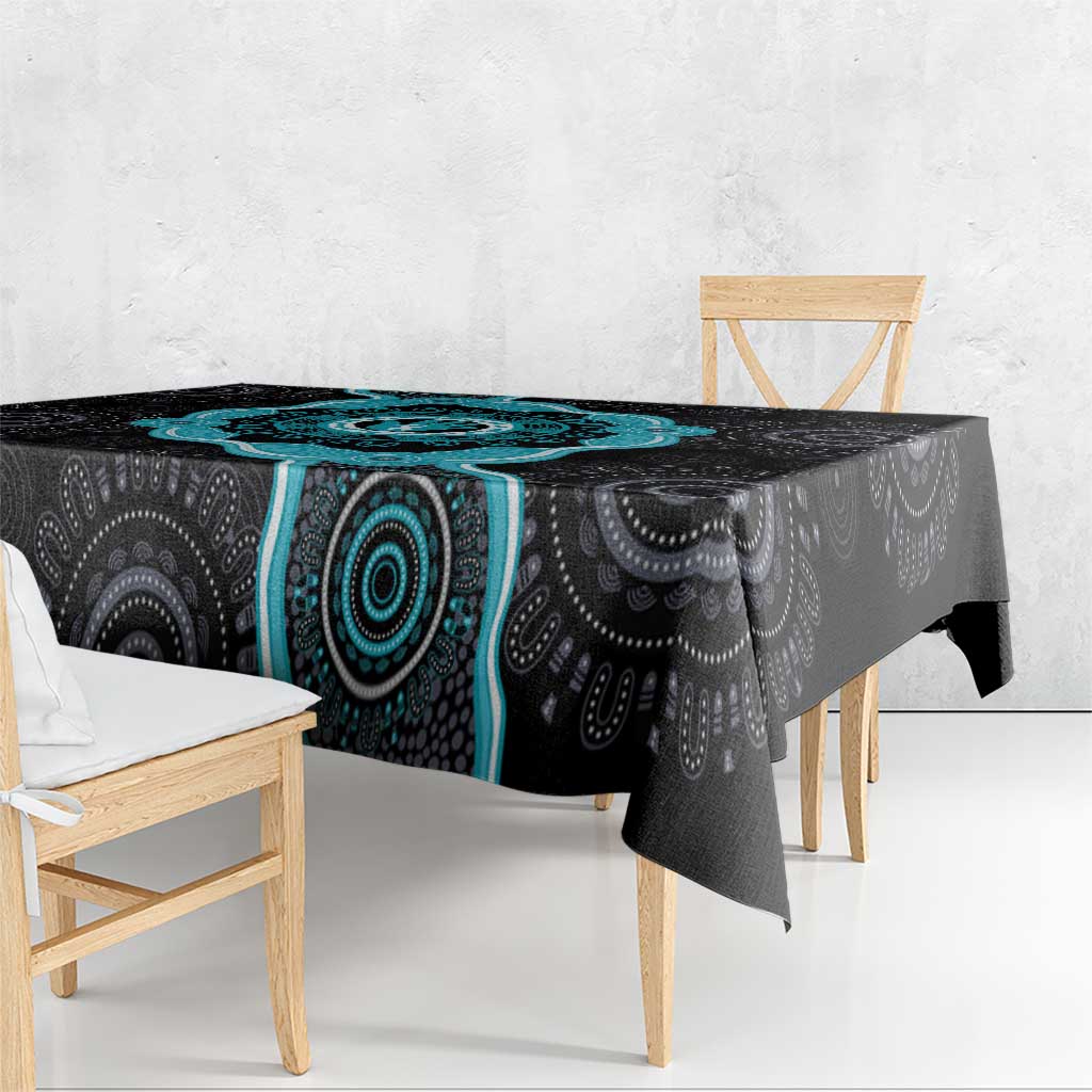 Australia Ovarian Cancer Awareness Tablecloth Brave Strong Teal Ribbon Aboriginal Art - Aussie Hoodie