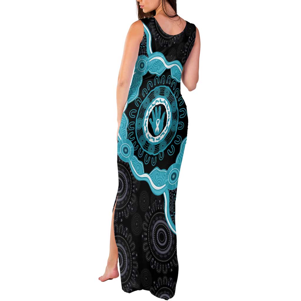 Australia Ovarian Cancer Awareness Tank Maxi Dress Brave Strong Teal Ribbon Aboriginal Art - Aussie Hoodie