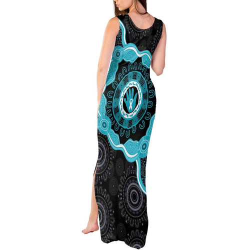 Australia Ovarian Cancer Awareness Tank Maxi Dress Brave Strong Teal Ribbon Aboriginal Art - Aussie Hoodie