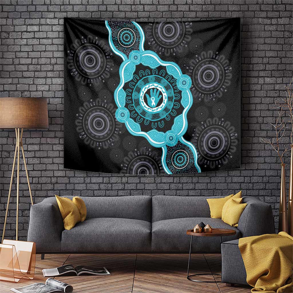 Australia Ovarian Cancer Awareness Tapestry Brave Strong Teal Ribbon Aboriginal Art - Aussie Hoodie