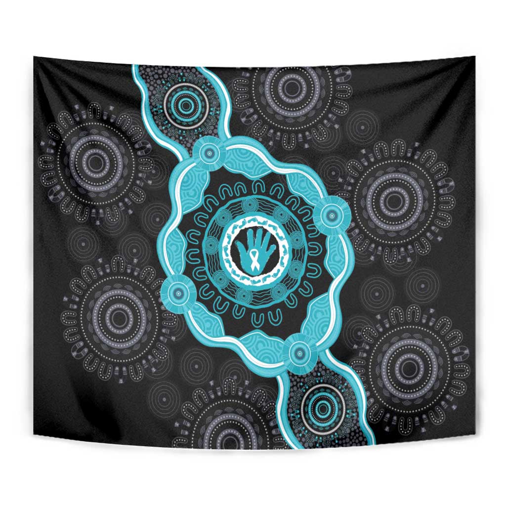 Australia Ovarian Cancer Awareness Tapestry Brave Strong Teal Ribbon Aboriginal Art - Aussie Hoodie