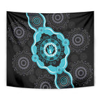 Australia Ovarian Cancer Awareness Tapestry Brave Strong Teal Ribbon Aboriginal Art - Aussie Hoodie