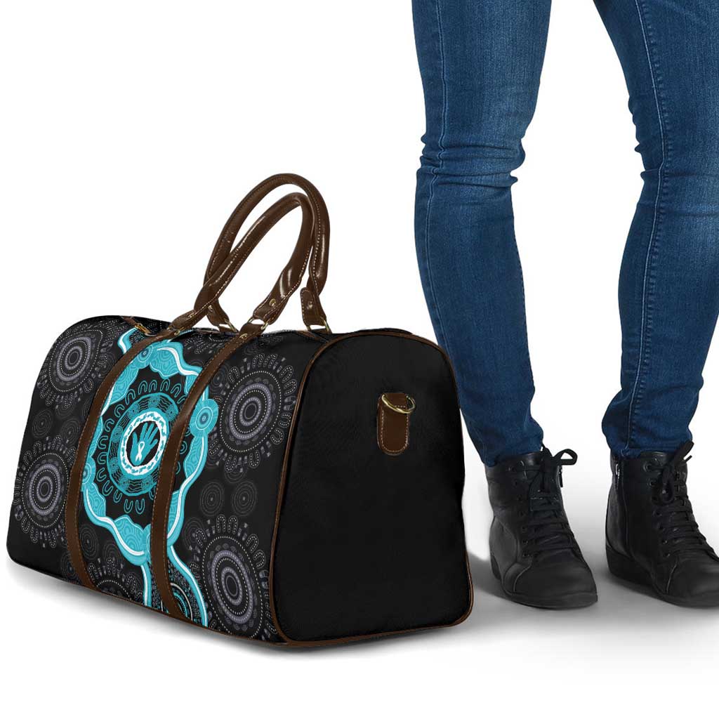Australia Ovarian Cancer Awareness Travel Bag Brave Strong Teal Ribbon Aboriginal Art - Aussie Hoodie