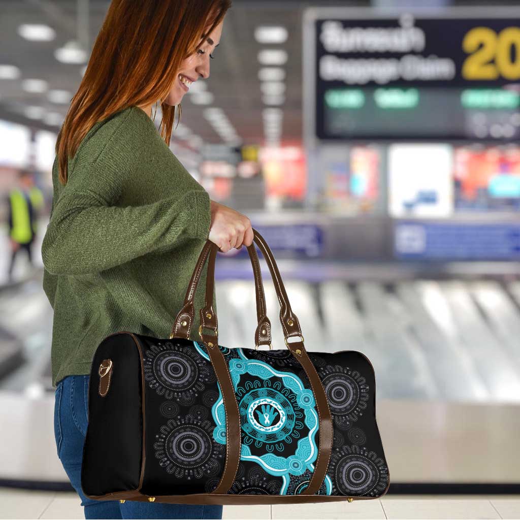 Australia Ovarian Cancer Awareness Travel Bag Brave Strong Teal Ribbon Aboriginal Art - Aussie Hoodie