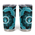 Australia Ovarian Cancer Awareness Tumbler Cup Brave Strong Teal Ribbon Aboriginal Art - Aussie Hoodie