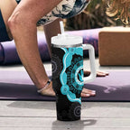 Australia Ovarian Cancer Awareness Tumbler With Handle Brave Strong Teal Ribbon Aboriginal Art - Aussie Hoodie