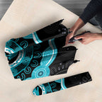 Australia Ovarian Cancer Awareness Umbrella Brave Strong Teal Ribbon Aboriginal Art - Aussie Hoodie
