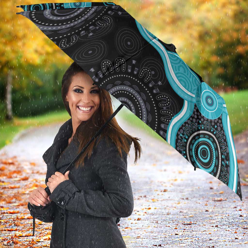 Australia Ovarian Cancer Awareness Umbrella Brave Strong Teal Ribbon Aboriginal Art - Aussie Hoodie